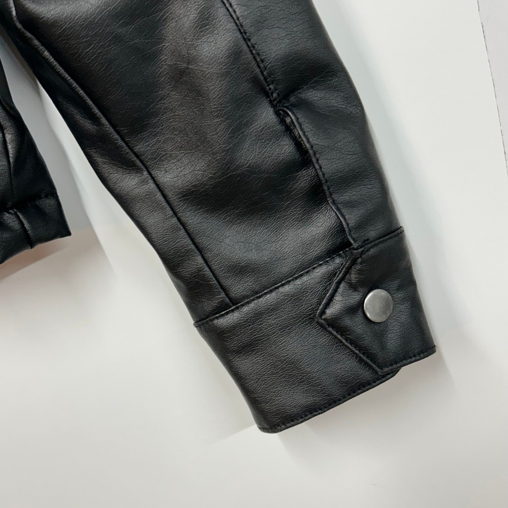 J2 Womens Small Black Faux Leather Faux Fur Lined Moto Biker Jacket READ - Picture 4 of 14